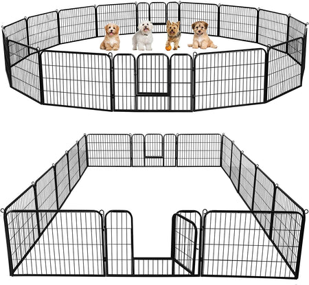 24/32/40-Inch 8/16/32 Panel Heavy Duty Pet Playpen Dog Exercise Pen Cat Fence with Door Puppy Rabbits Portable Play Pen,Outdoor/Indoor,Black