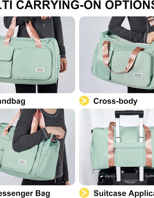 Load image into Gallery viewer, Small Gym Bag for Women, Waterproof Duffle Bag Carry on Weekender Bag with Shoe Compartment &amp; Wet Pocket, Tote Bag for Travel, Workout, Sport
