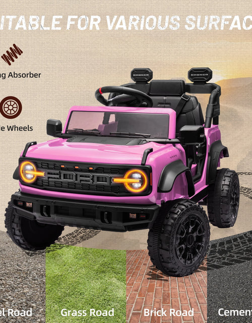Load image into Gallery viewer, Ford Bronco Raptor 12V Powered Ride on Truck Toys, Kids Electric Car with Remote with Remote Control, Bluetooth, LED Light, Spring Suspension, 3 Speeds, 4 Wheelers, Black
